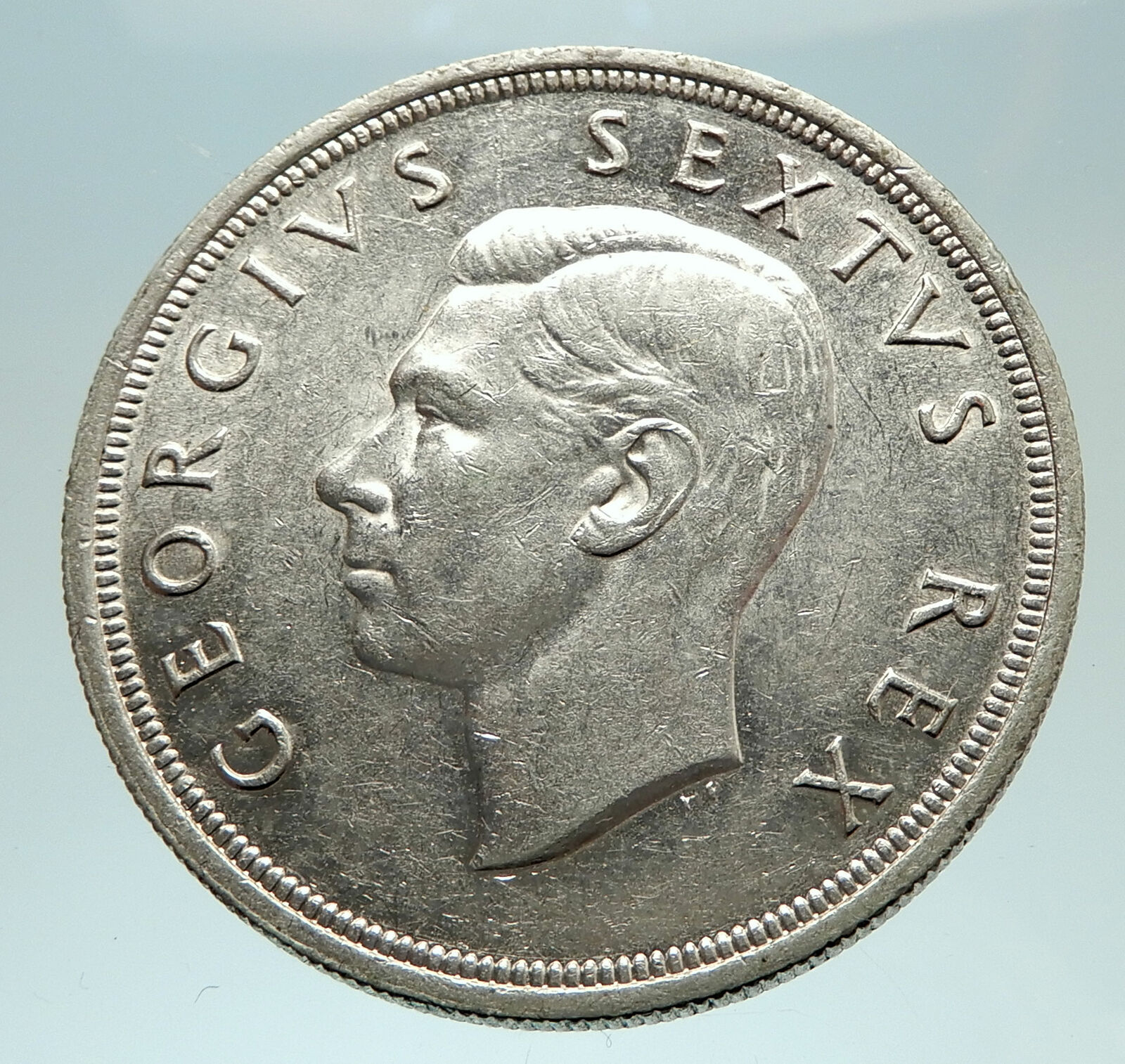 1948 SOUTH AFRICA George VI SPRINGBOK Deer Silver 5 Shillings LARGE Coin i76896