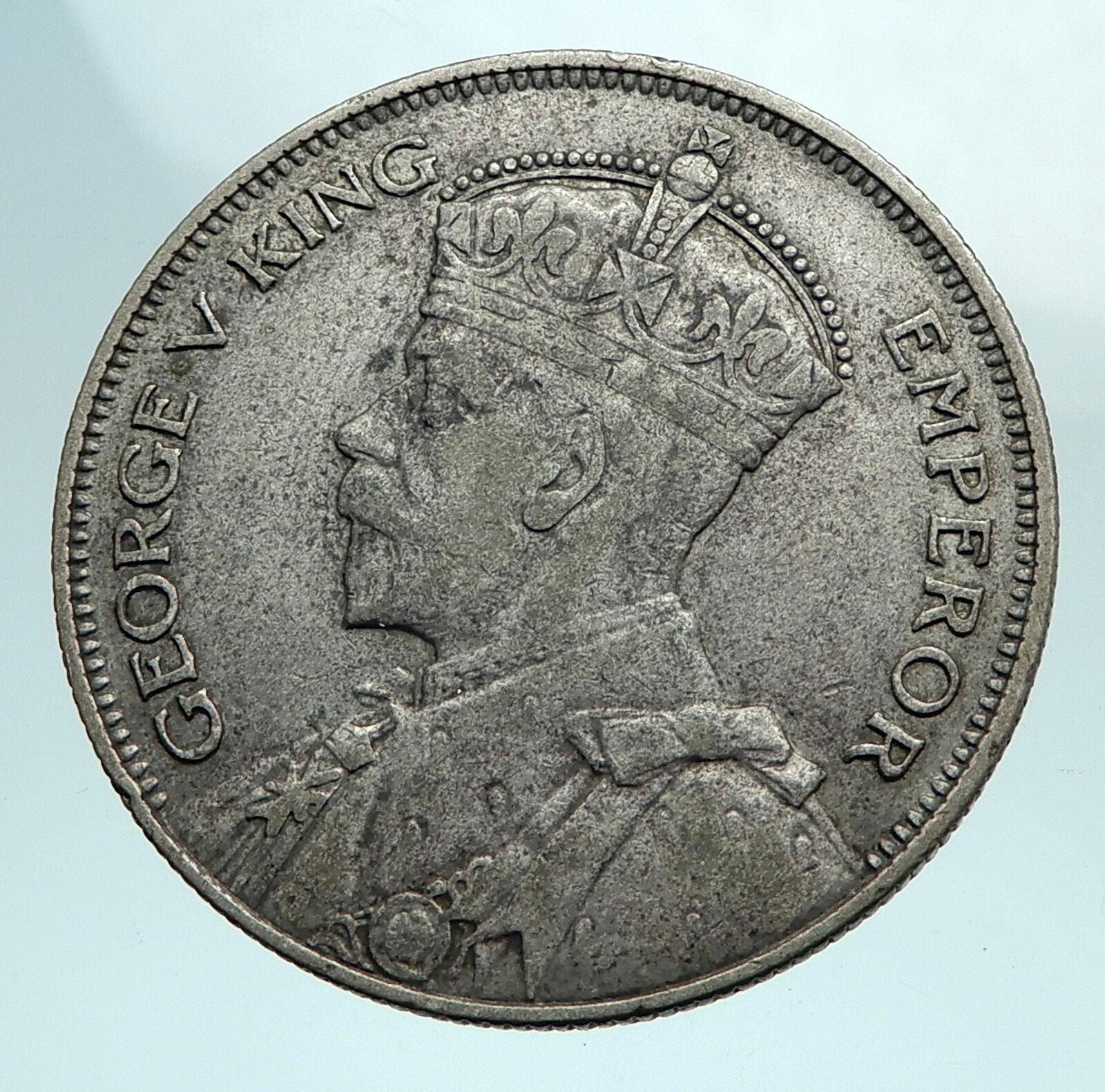 1934 NEW ZEALAND UK King George V Genuine Antique Silver Half Crown Coin i79484