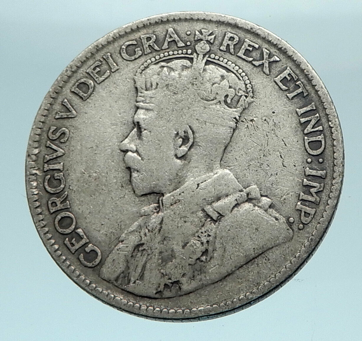 1918 CANADA UK King George V Genuine Antique Old SILVER 25 CENTS Coin i78458