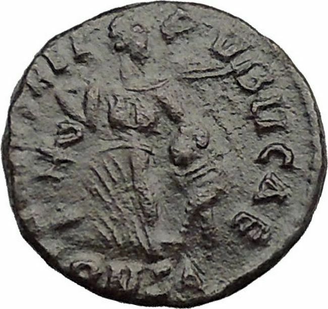 ARCADIUS 388AD Ancient Roman Coin VICTORY Nike Chi-Rho Christ Monogram i32310