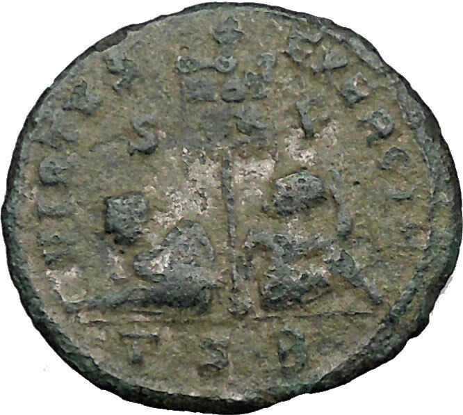 CONSTANTIUS II Constantine the Great son Silvered Roman Coin Vexillum i33122