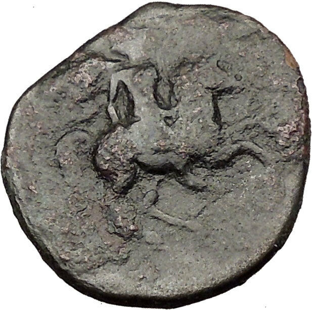 Pharsalos in Thessaly 4th Cent BC Ancient Greek Coin Horse man Athena i31860