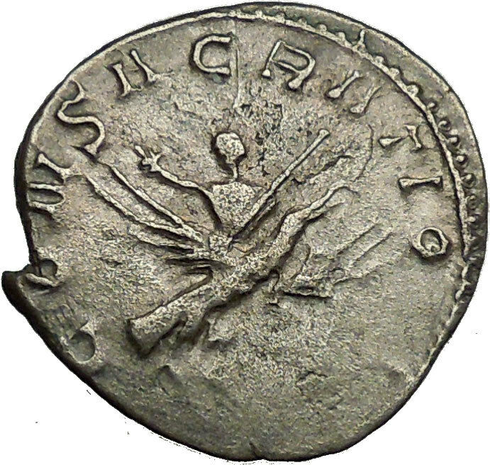 Valerian II riding eagle Valerian I grandson Silver Ancient Roman Coin i34135