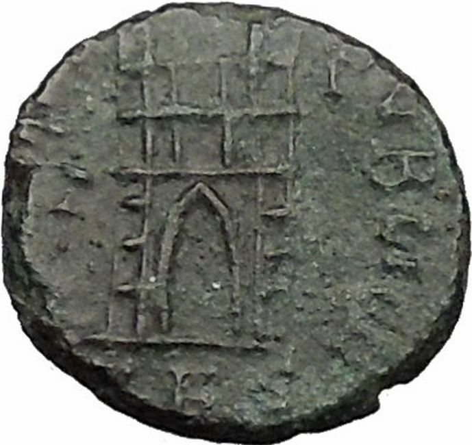 ARCADIUS 383AD Ancient Roman Coin Bivouac Military Camp Gate i32817