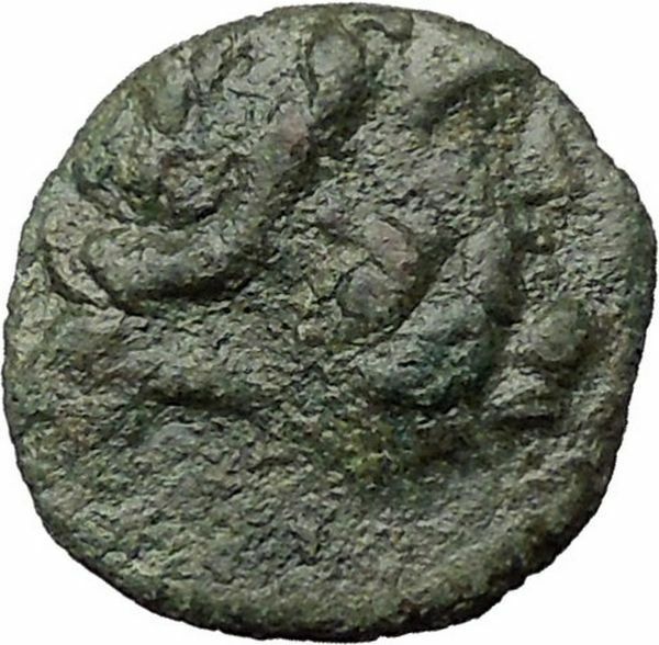 LAMPSAKOS in MYSIA 300BC Poseidon Pegasus Dolphin Ancient Greek Coin i31824