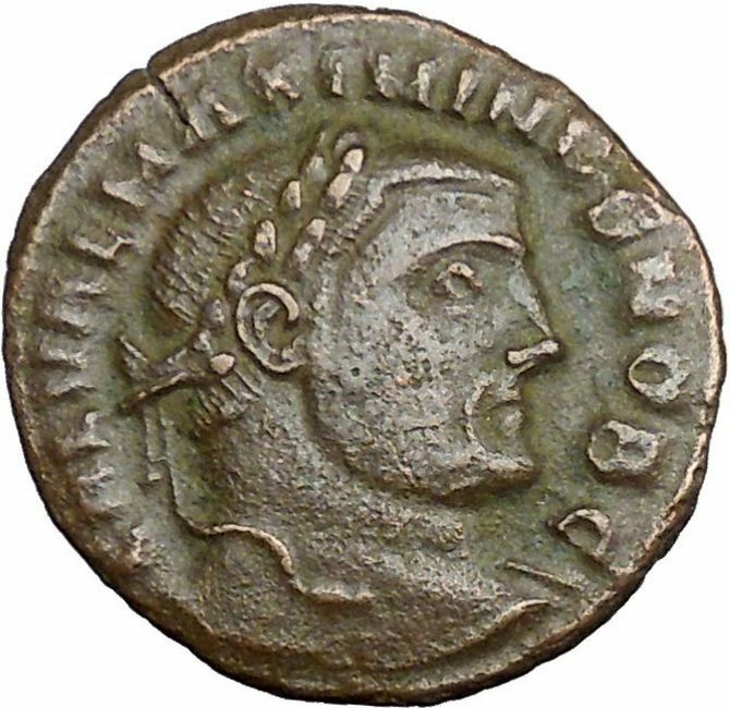 MAXIMINUS II Daia 305AD Ancient Roman Coin Nude GENIUS Protection Wealth i33854