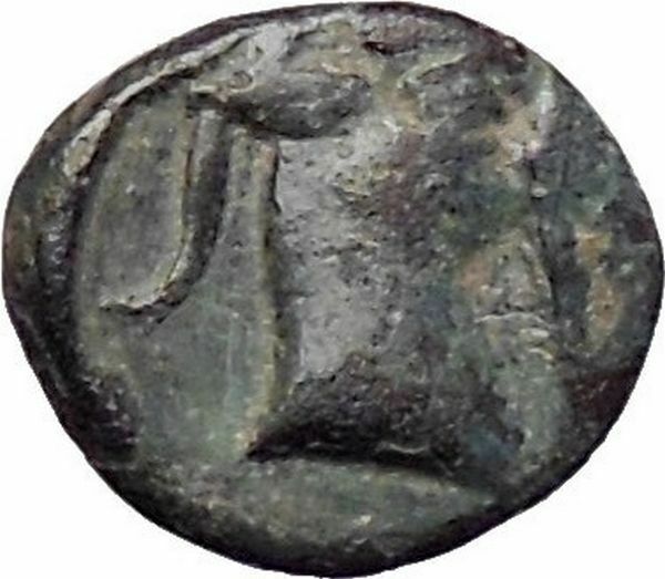 Aigai in AIOLIS 300BC Rare Ancient Greek Coin APOLLO Goat's head i28529