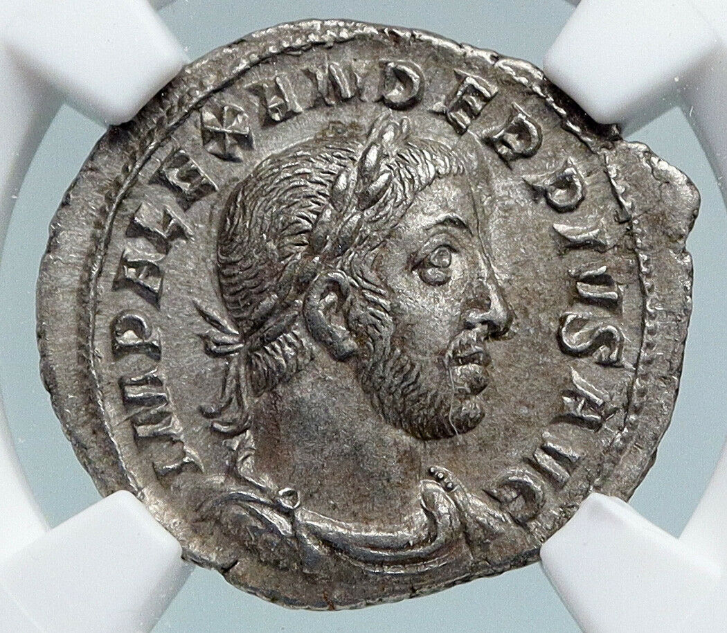 SEVERUS ALEXANDER Ancient 235AD Rome OLD Silver Roman Denarius Coin NGC i89847