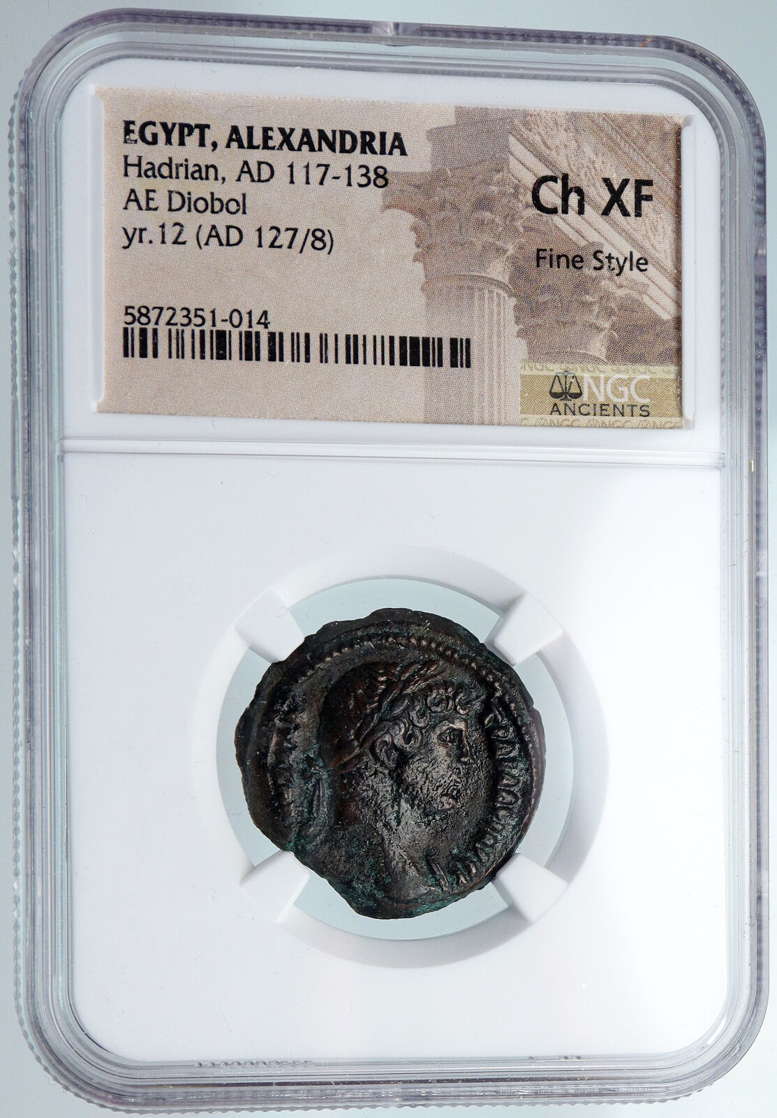 HADRIAN Ancient ALEXANDRIA EGYPT Old Roman Diobol Coin TORCH DEMETER NGC i89850