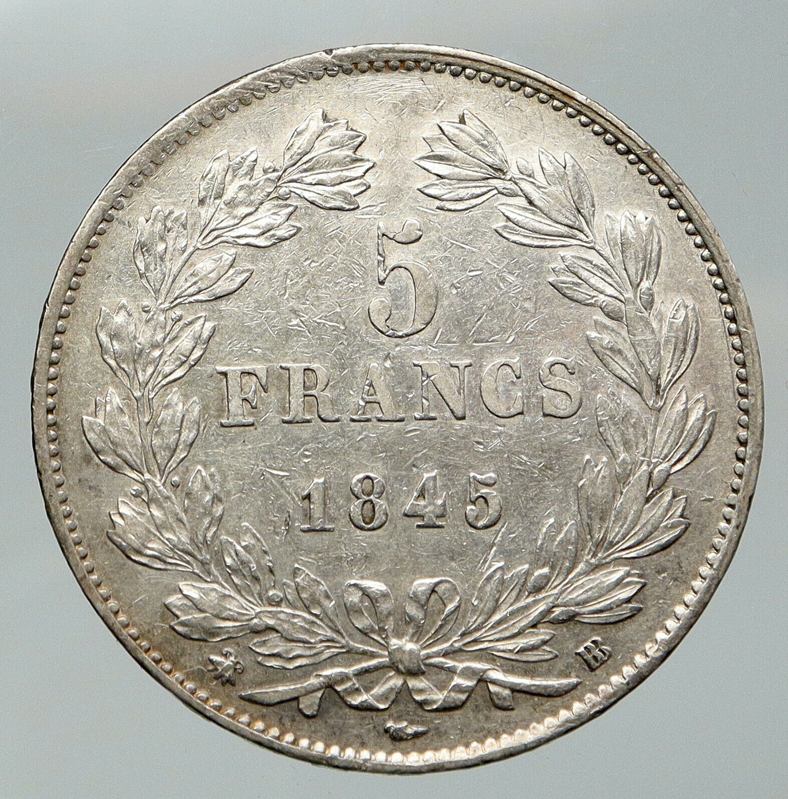 1845 FRANCE King Louis Philippe I French Antique OLD Silver 5 Francs Coin i91972