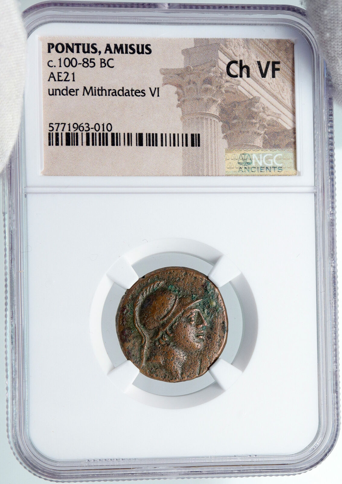 AMISOS PONTUS 100BC Mithradates VI the Great AEGIS & Nike Greek Coin NGC i89157