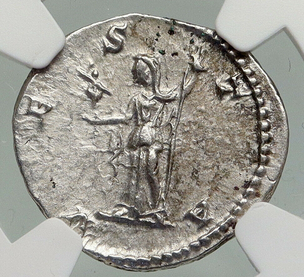 JULIA DOMNA Authentic Ancient 193AD Silver Roman Coin VESTA PALLADIUM NGC i87433