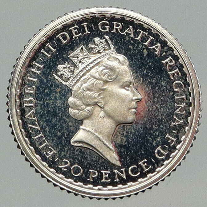 1997 GREAT BRITAIN UK Queen Elizabeth II PROOF SILVER 20 Pence Coin i91981