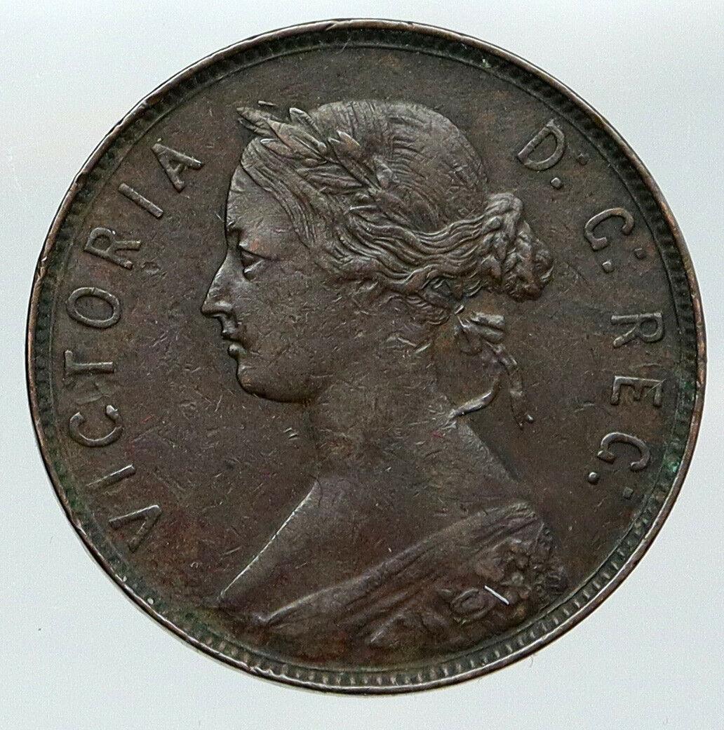 1880 CANADA NEWFOUNDLAND UK Queen VICTORIA Antique Vintage OLD Cent Coin i92071