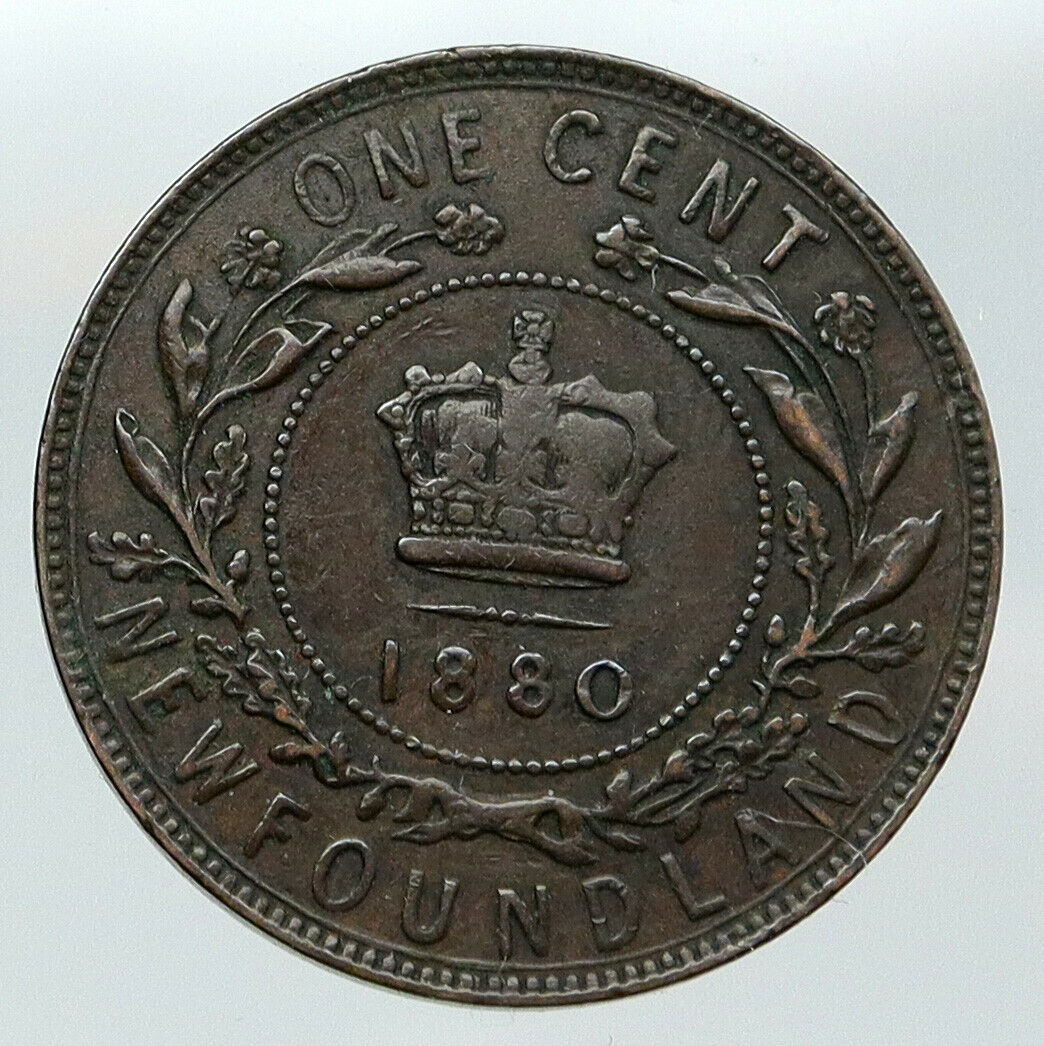 1880 CANADA NEWFOUNDLAND UK Queen VICTORIA Antique Vintage OLD Cent Coin i92071