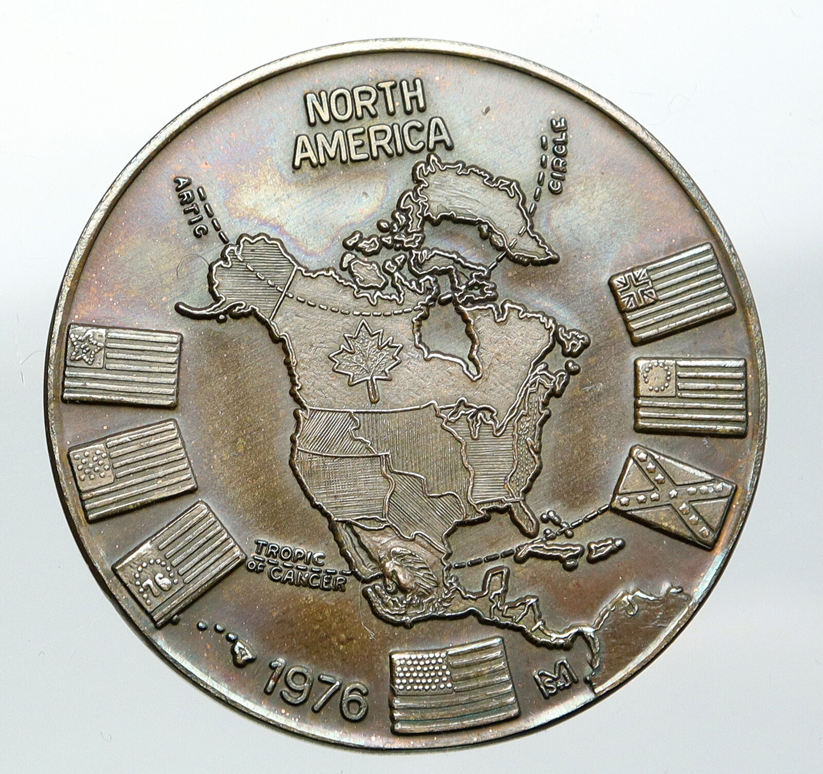 1976 UNITED STATES North America Map CONVENTION OF NUMISMATICS Old Medal i92070