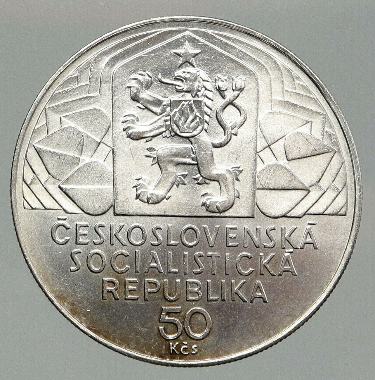 1979 CZECHOSLOVAKIA Czech Communist Party Congress Silver 50 Korun Coin i91993