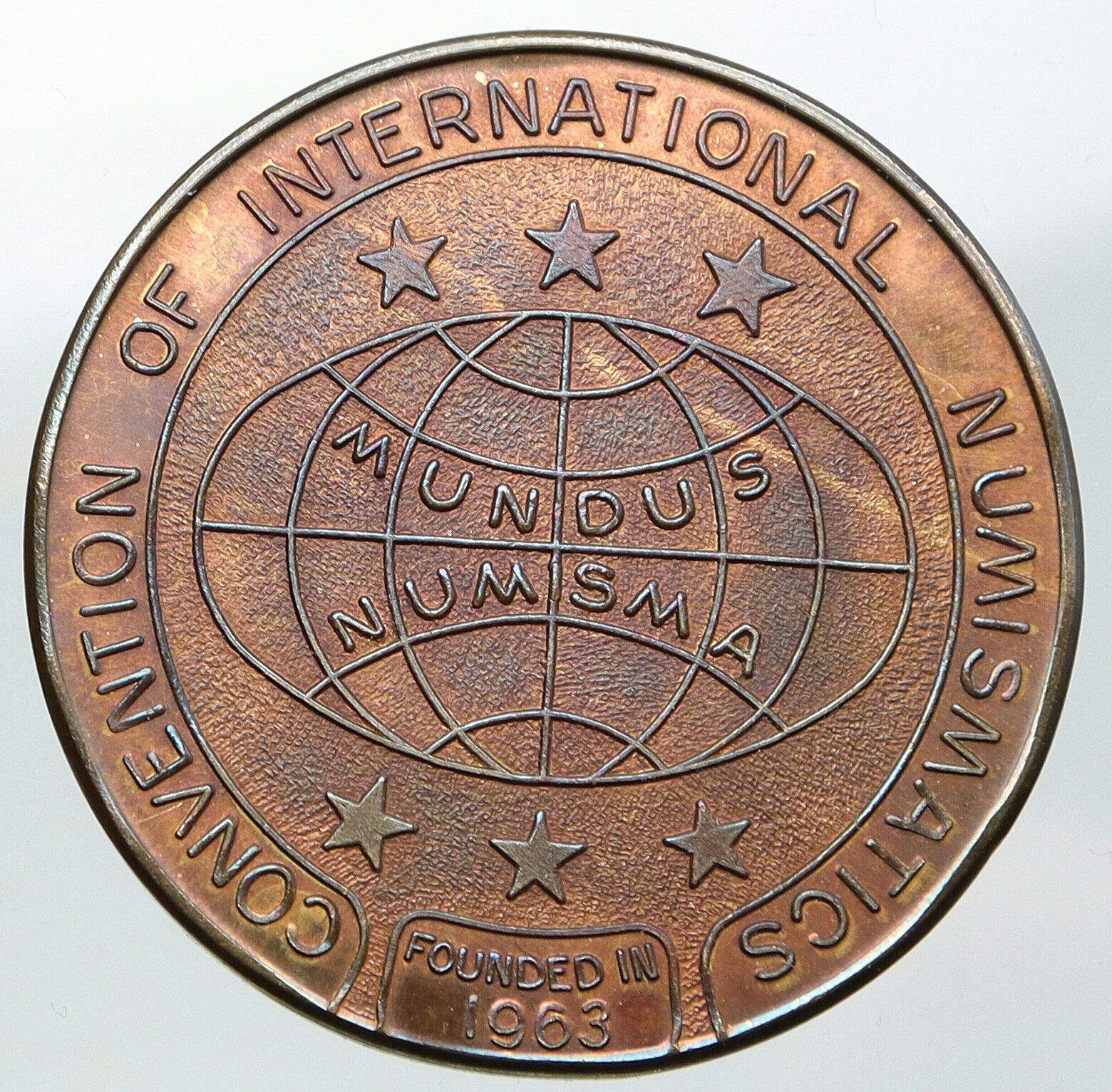 1976 UNITED STATES North America Map CONVENTION OF NUMISMATICS Old Medal i92070