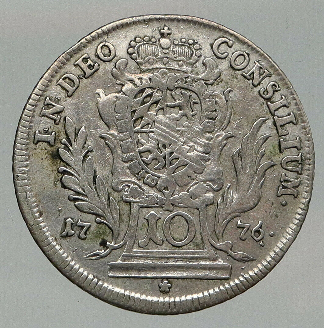 1776 GERMAN STATES Bavaria Maximilian III ANTIQUE Silver 10 Kreuzer Coin i91996