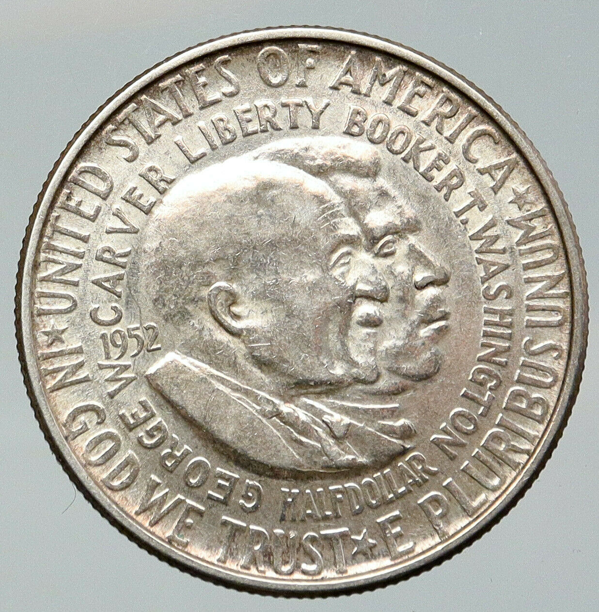 1952 USA BOOKER T. WASHINGTON G. CARVER Silver Half Dollar 50 Cent Coin i92074