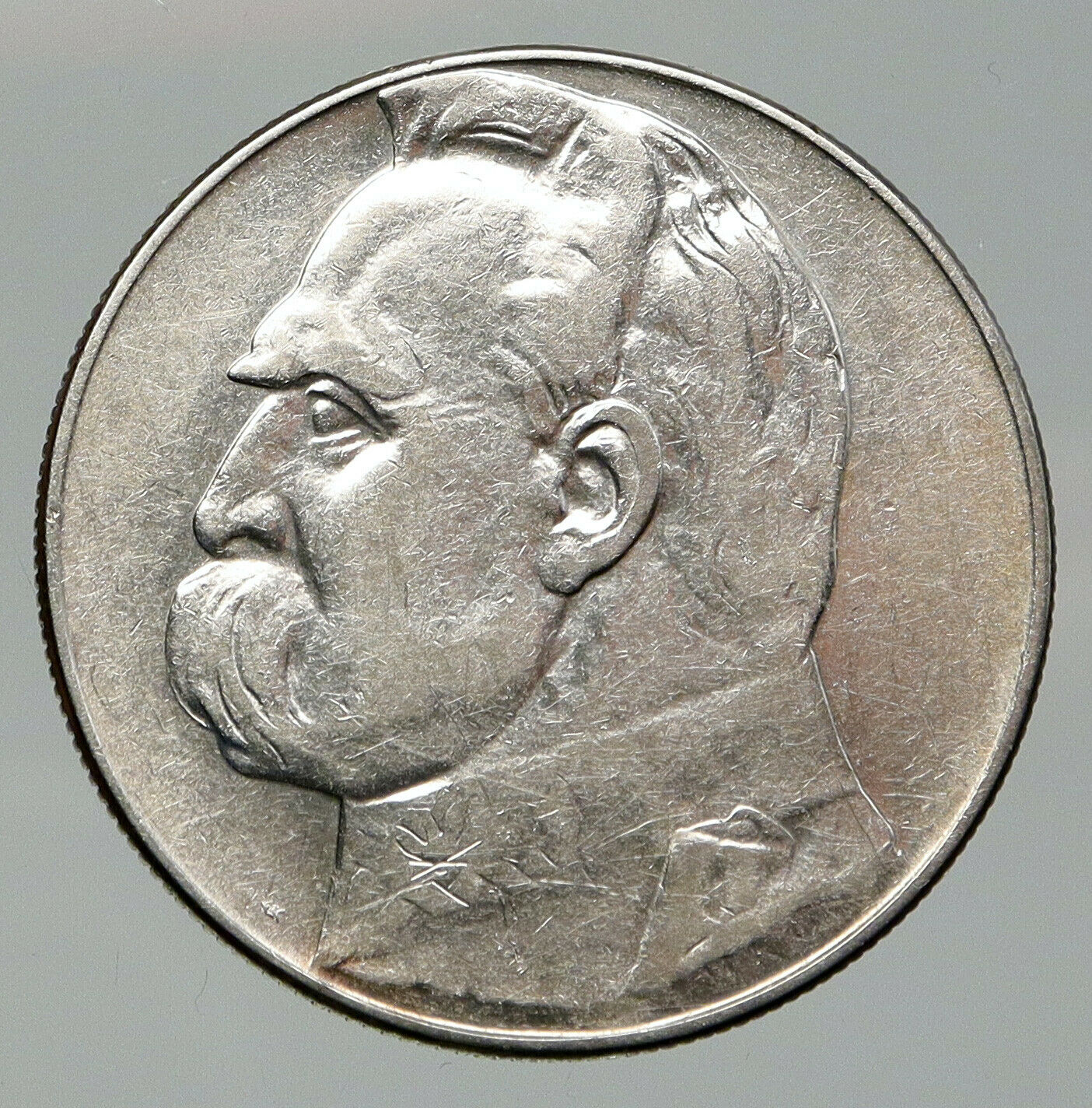 1935 POLAND Silver with Jozef Pilsudski Antique Silver 10 Zlotych Coin i92004