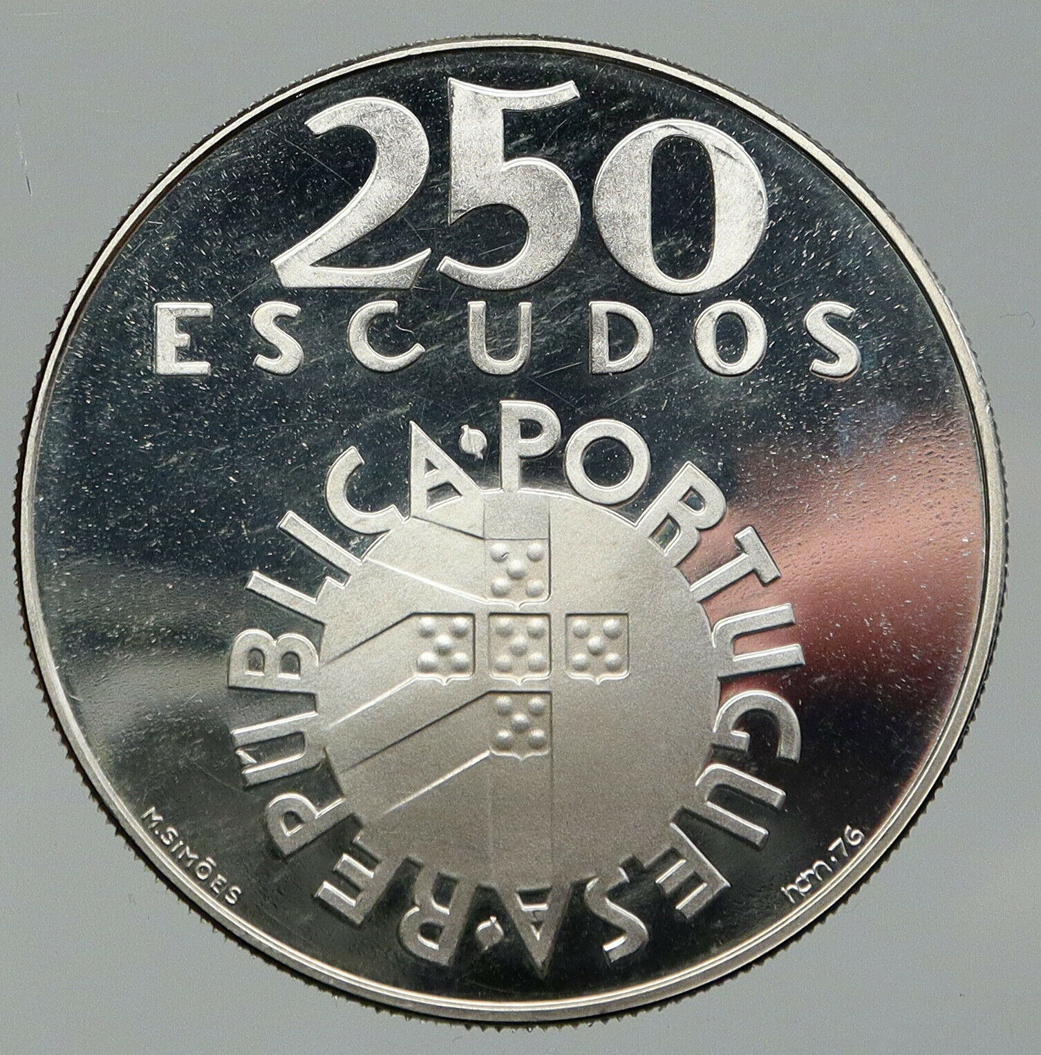 1974 PORTUGAL 25 Yrs Carnation Revolution Genuine Silver 250 Escudos Coin i92002