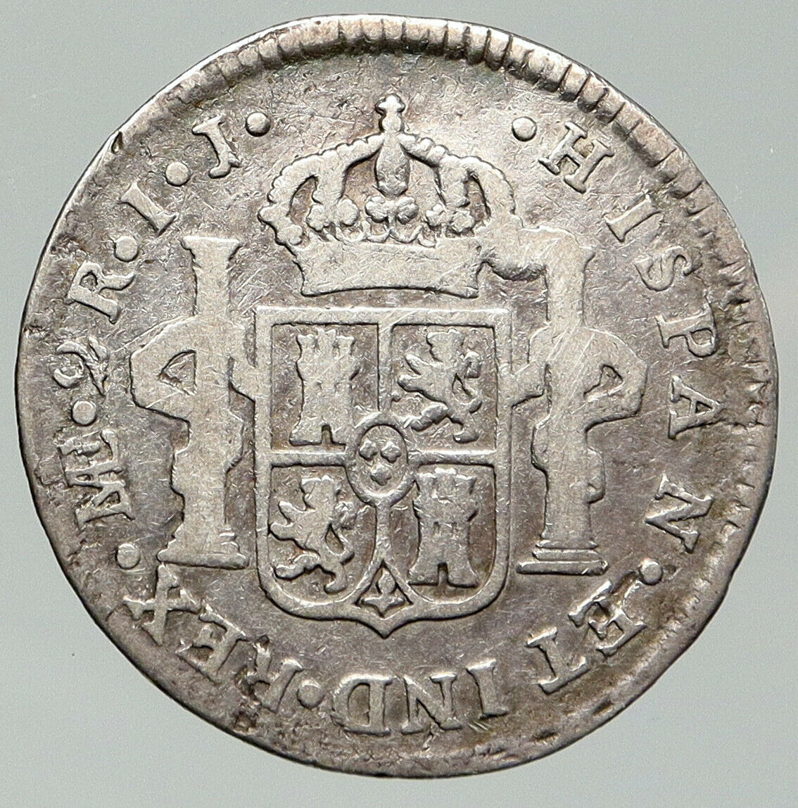 1790 IJ PERU South America KING CHARLES IV Silver Peruvian 2 Reales Coin i92012