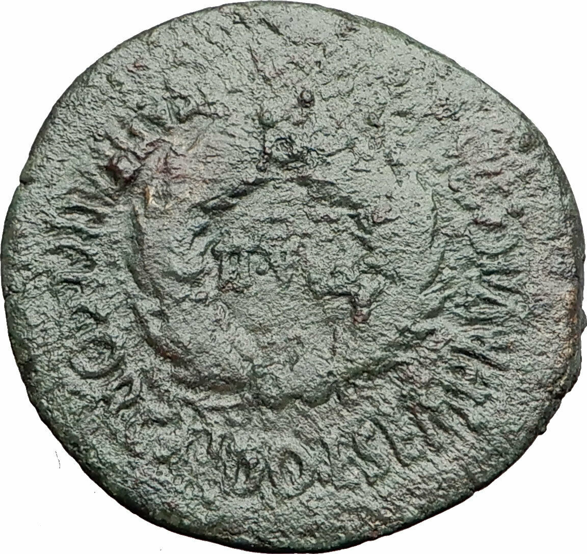 AUGUSTUS 2BC Bilbilis Spain Wreath Scarce Authentic Ancient Roman Coin i57886