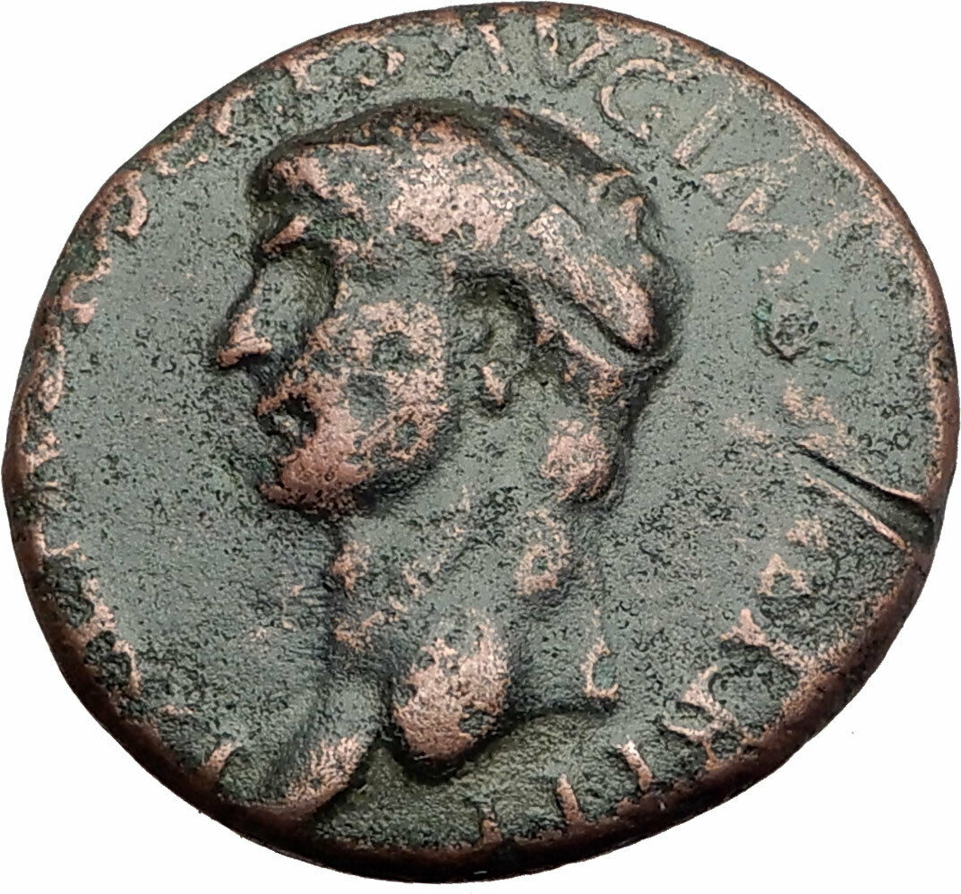 CLAUDIUS Philippi Macedonia Ancient Roman Coin w Julius Caesar & Augustus i64454