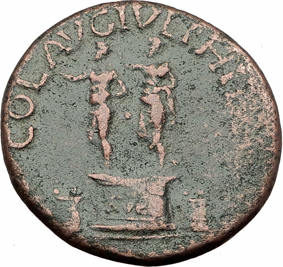 CLAUDIUS Philippi Macedonia Ancient Roman Coin w Julius Caesar & Augustus i64454