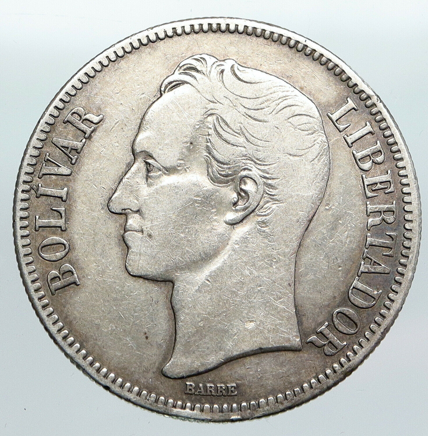 1936 Freemason President Simon Bolivar VENEZUELA Founder Silver 5B Coin i90528