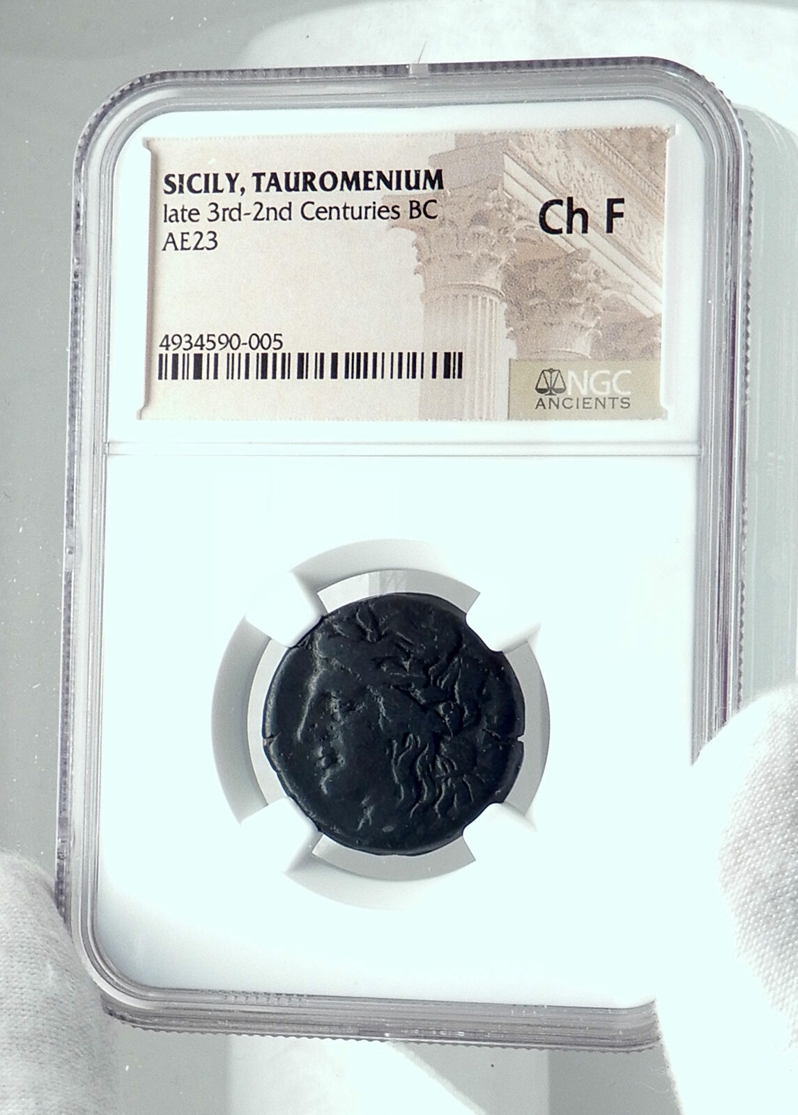 TAUROMENION ICILY 207BC Authentic Ancient Greek Coin APOLLO TRIPOD NGC i77648