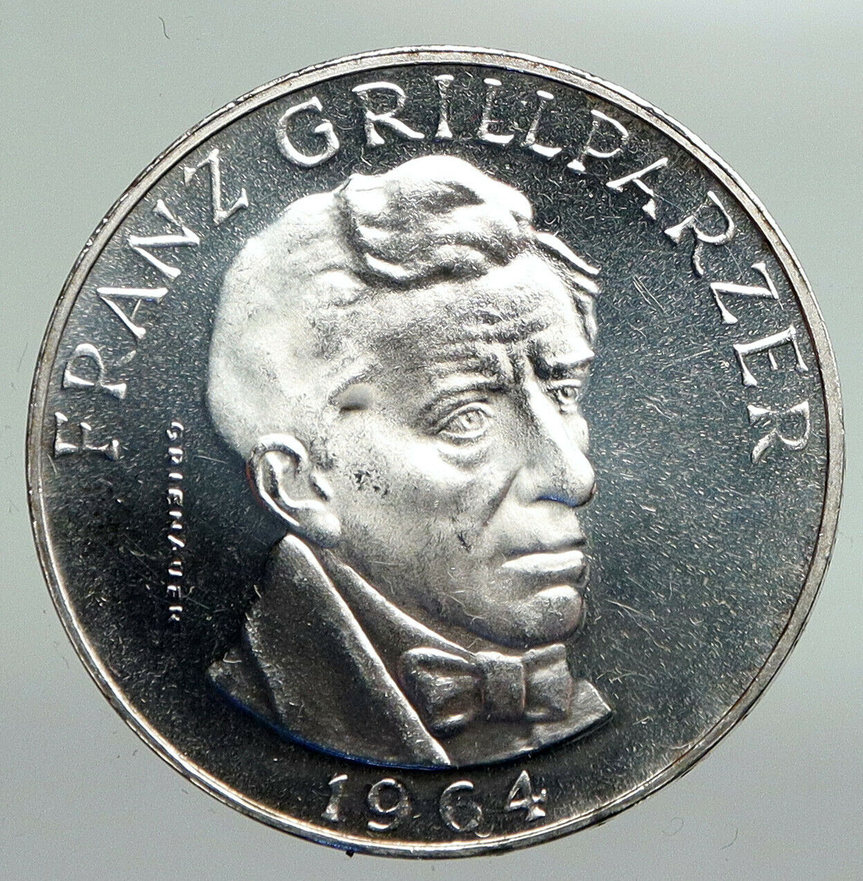 1964 AUSTRIA with Writer Franz Grillparzer PROOF Silver 25 Schilling Coin i92228