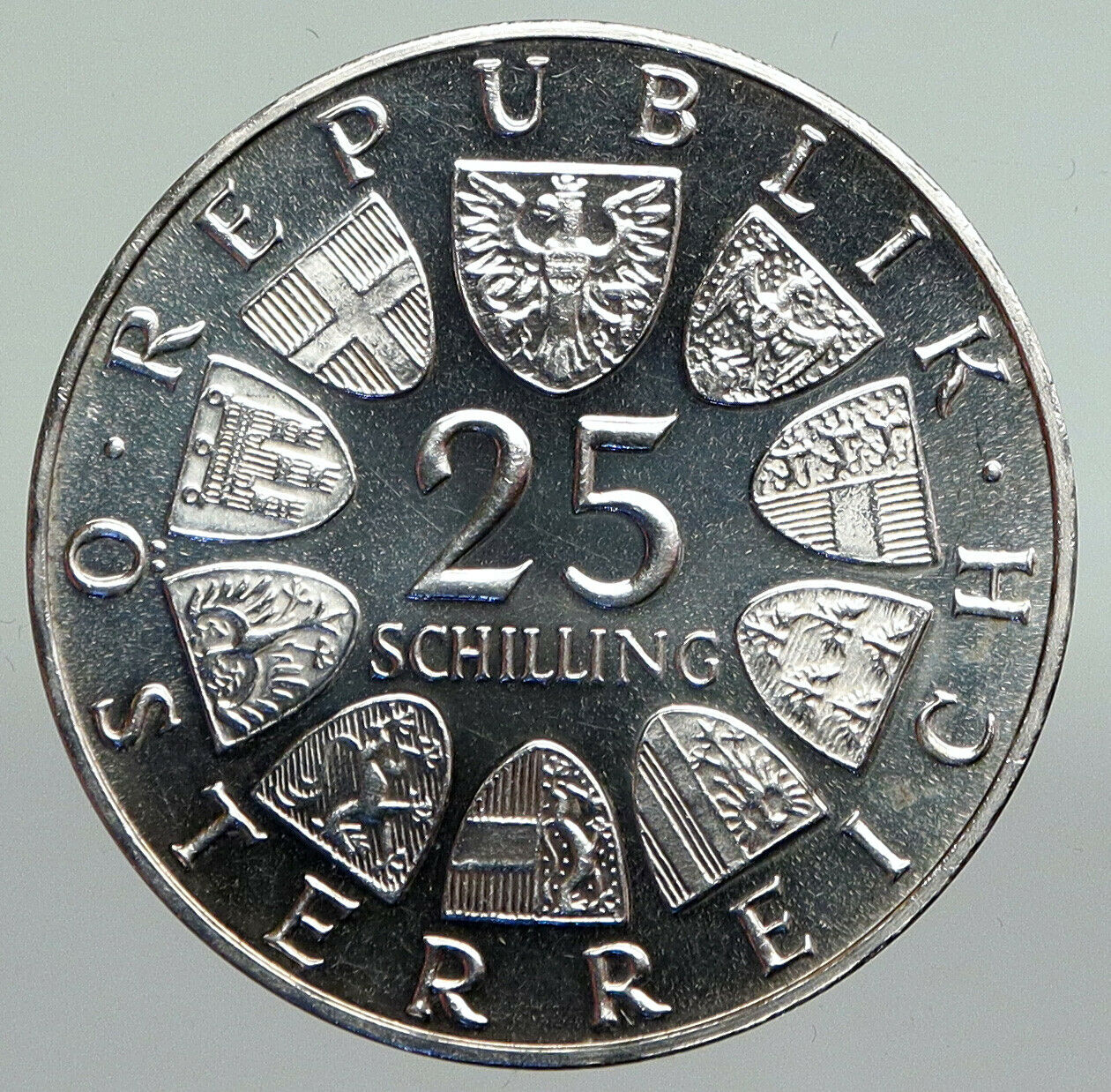 1964 AUSTRIA with Writer Franz Grillparzer PROOF Silver 25 Schilling Coin i92228