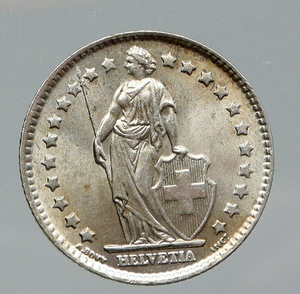 1964 B SWITZERLAND - SILVER 1 Franc Coin HELVETIA Symbolizes SWISS Nation i92663