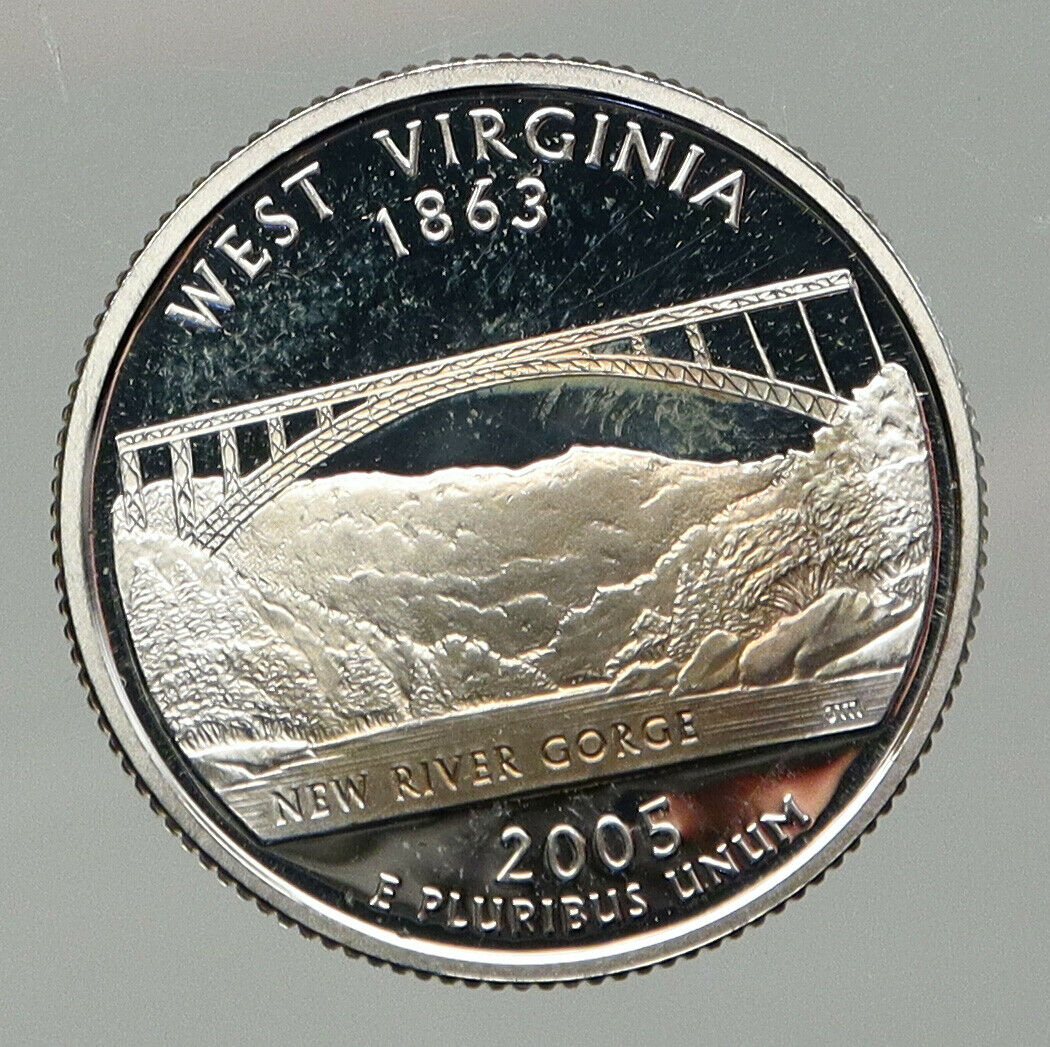 2005 UNITED STATES USA Washington WEST VIRGINIA Proof Silver Quarter Coin i92654