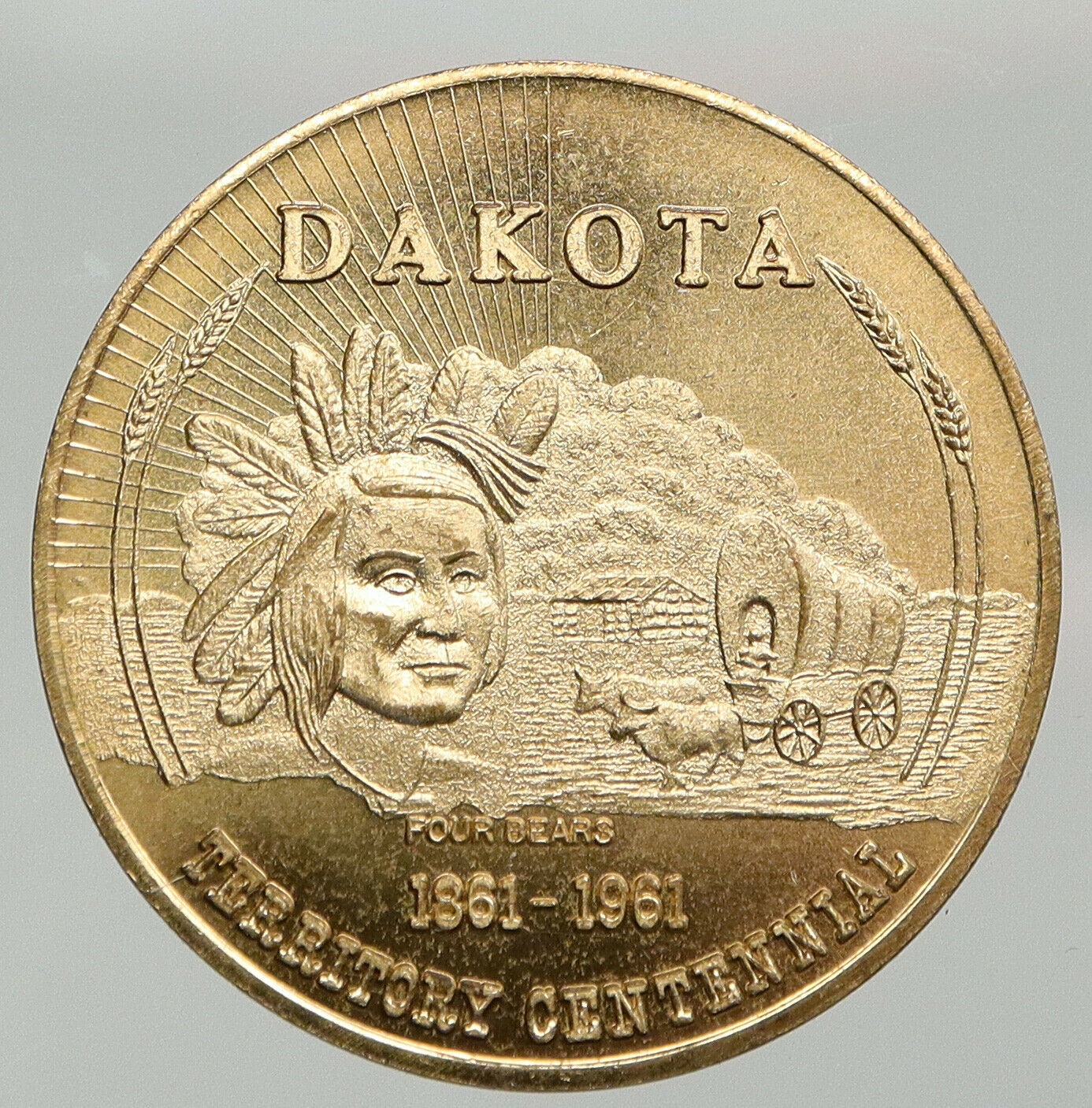 1961 United States USA Dakota Territory NATIVE AMERICAN 4 Bears OLD Medal i92759