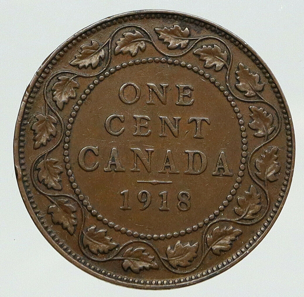 1918 CANADA UK British King George V Antique Vintage CANADIAN CENT Coin i91879