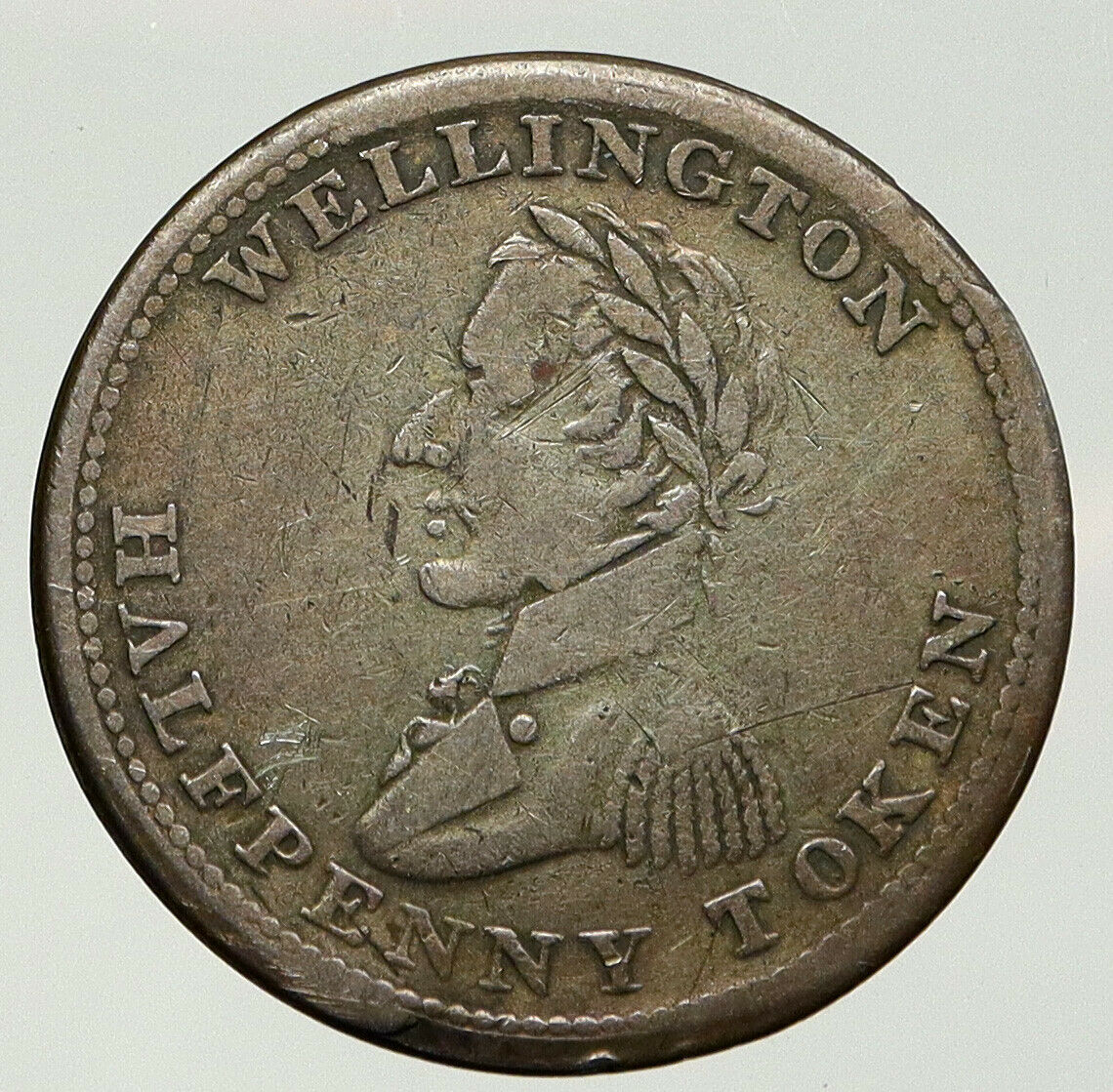 1814 CANADA Provinces UK BRITAIN Duke Wellington Half Penny Token Coin i92582