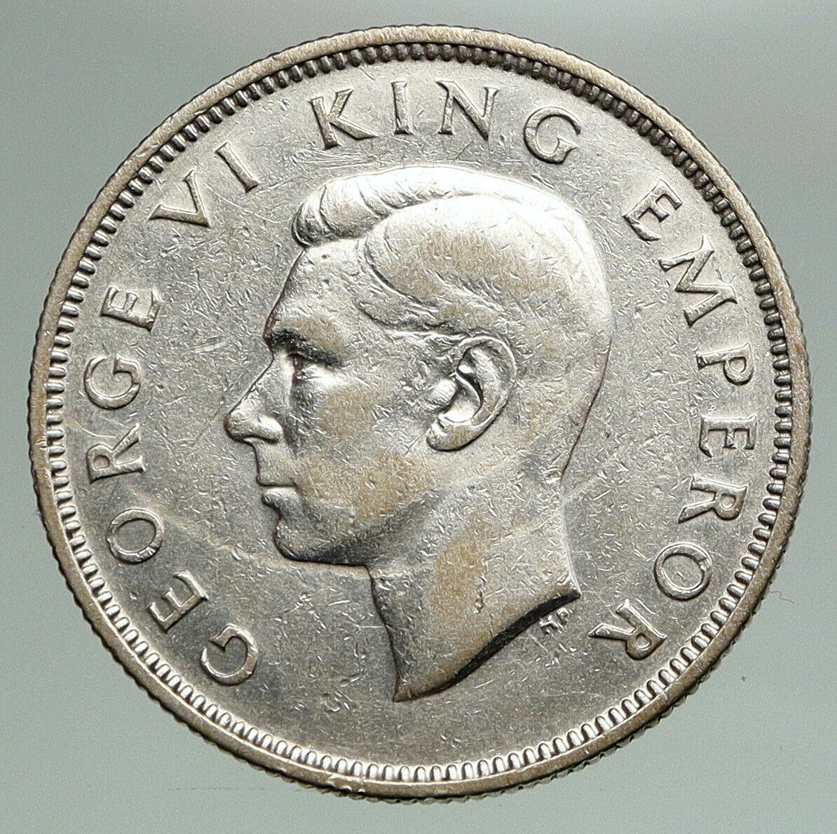 1937 NEW ZEALAND under UK King George V Silver Florin Coin w KIWI BIRD i92152