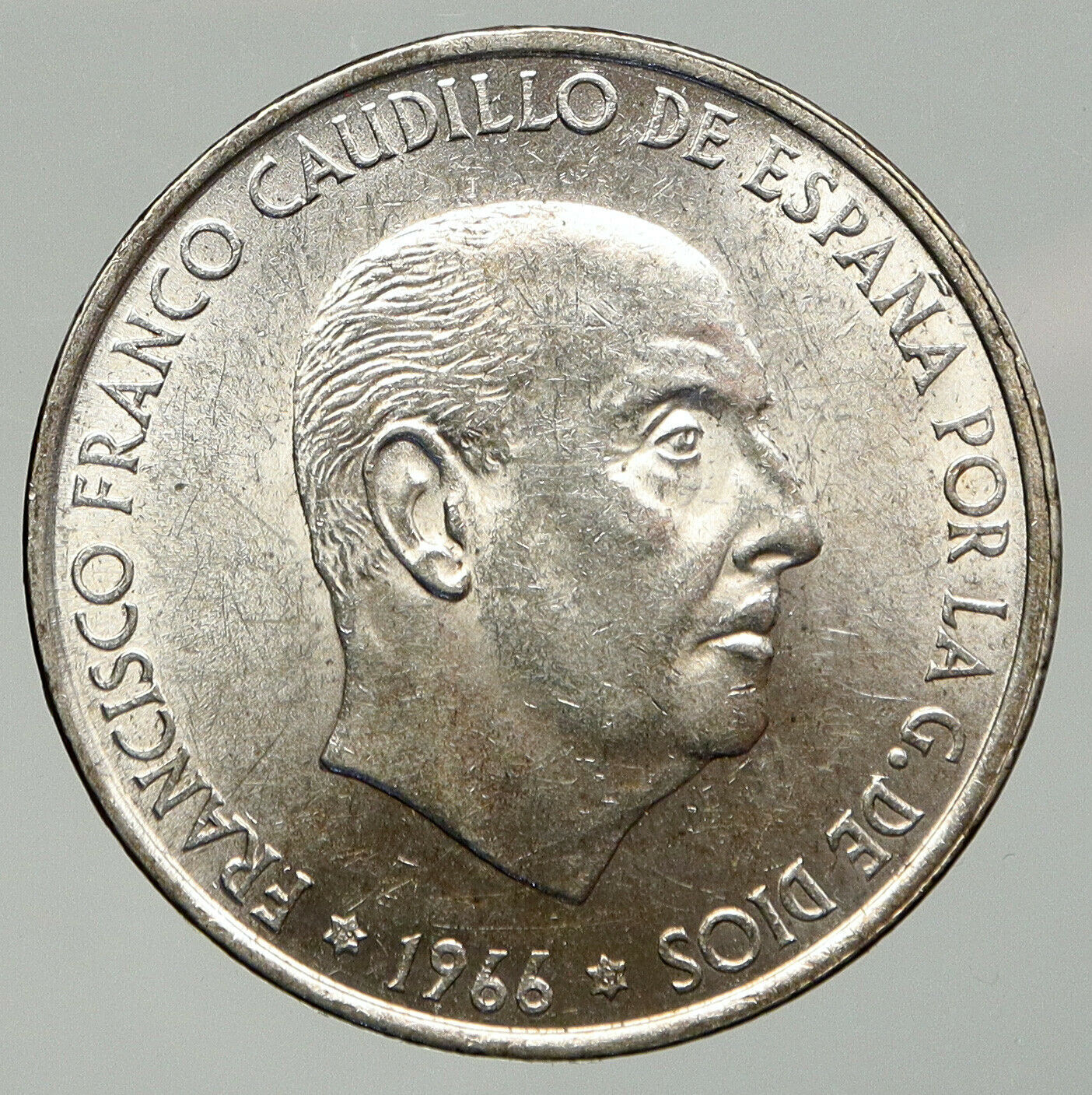 1966 SPAIN Large Franco Caudillo VINTAGE Silver 100 Pesetas Spanish Coin i92554