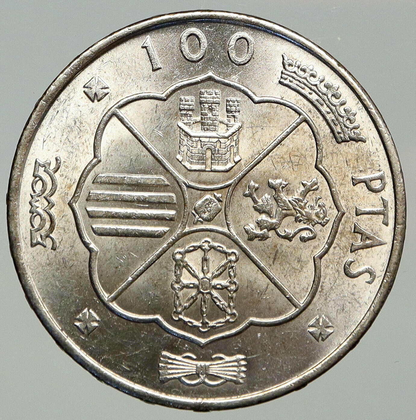 1966 SPAIN Large Franco Caudillo VINTAGE Silver 100 Pesetas Spanish Coin i92554