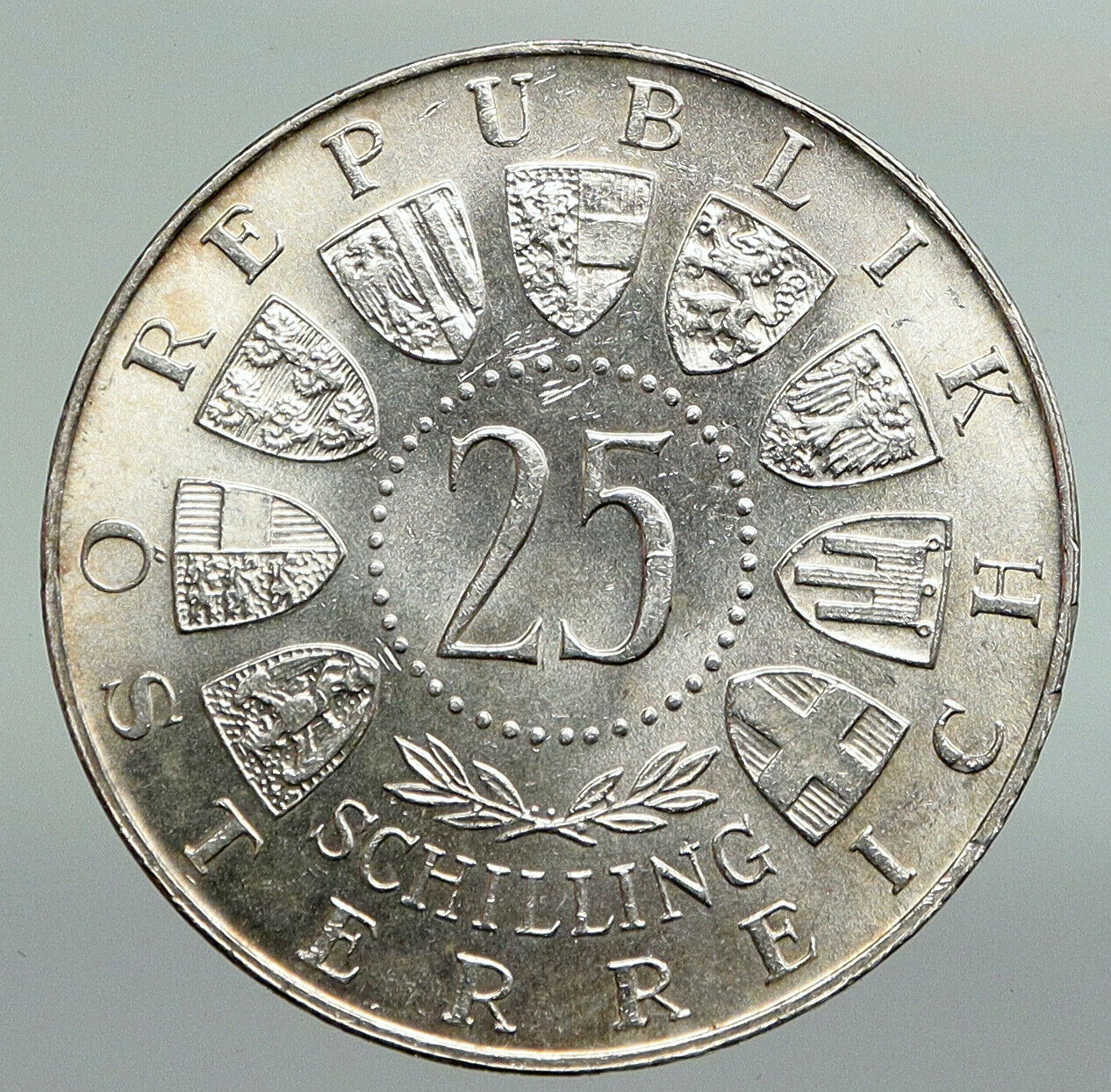 1958 AUSTRIA Chemist Auer von Welsbach Antique Silver 25 Schilling Coin i92225