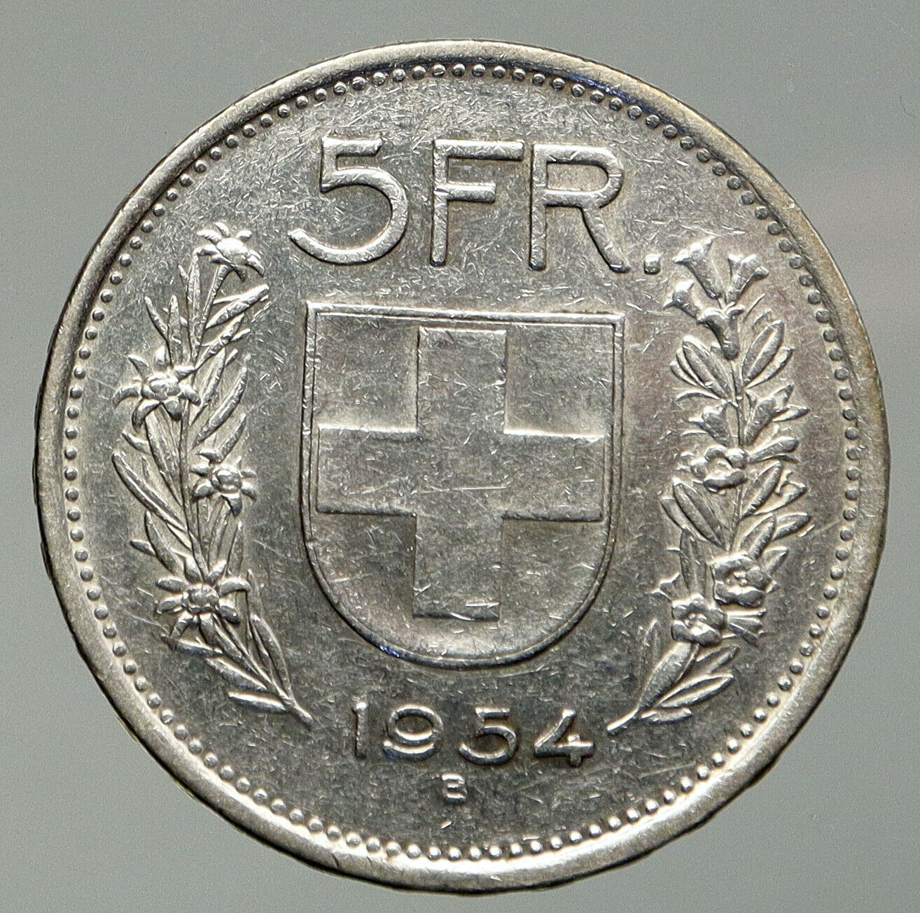 1954 B Switzerland Founding HERO WILLIAM TELL 5 Francs Silver Swiss Coin i92534