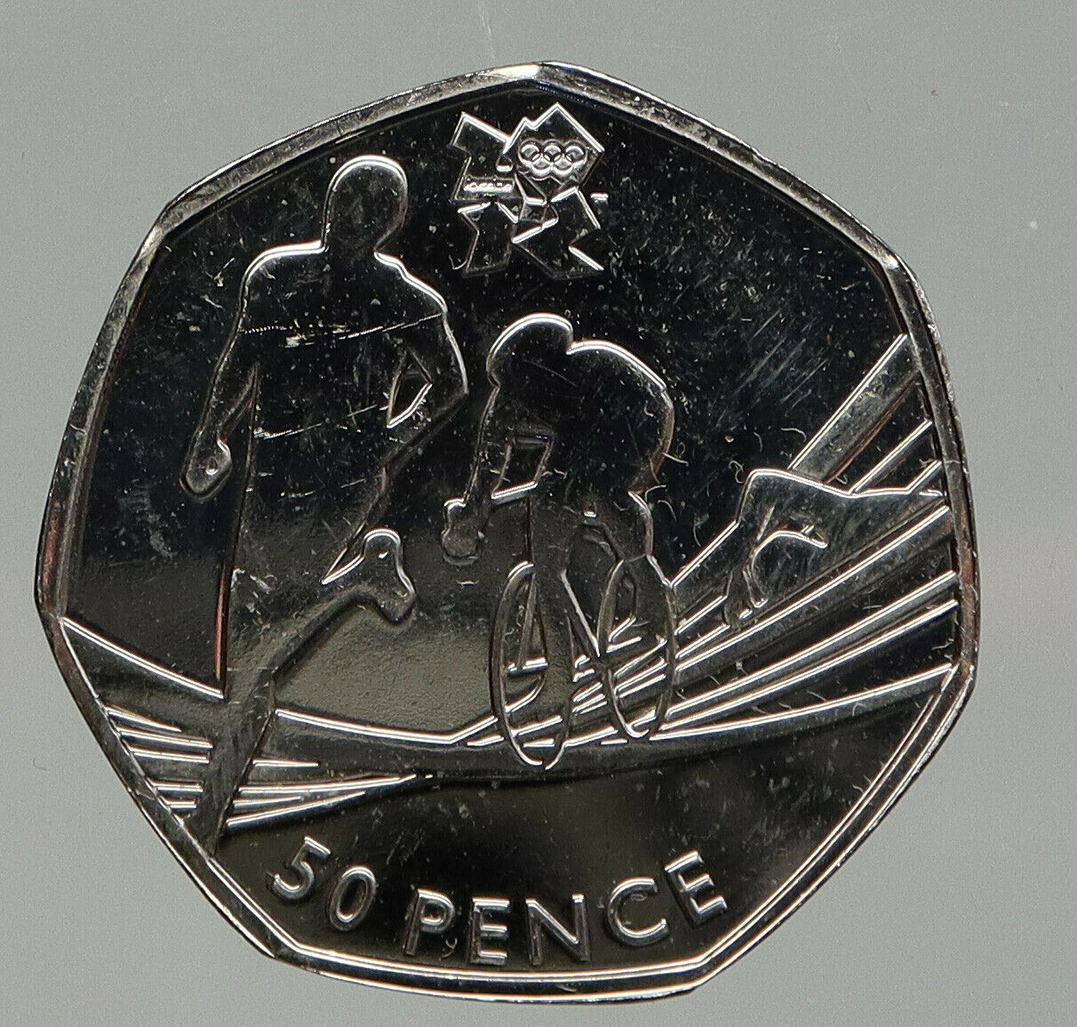 2011 UK Great Britain QUEEN ELIZABETH II Vintage Triathlon 50 PENCE Coin i92547