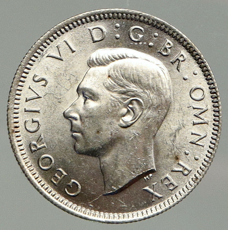 1943 Great Britain UK United Kingdom SILVER SHILLING Coin King George VI i92535