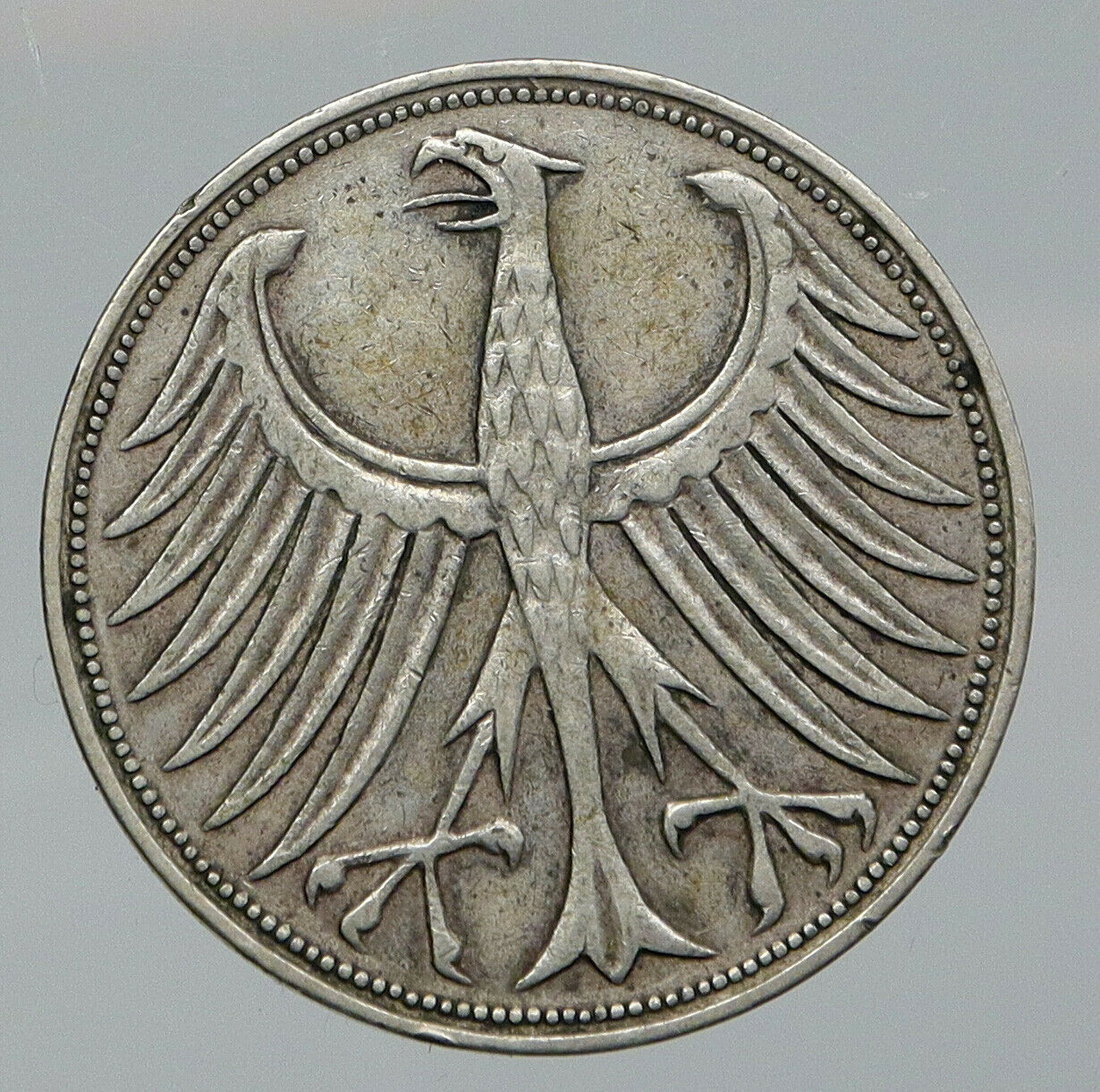 1951 F GERMANY Vintage Winged Eagle OLD German Large 5 Mark Silver Coin i92667