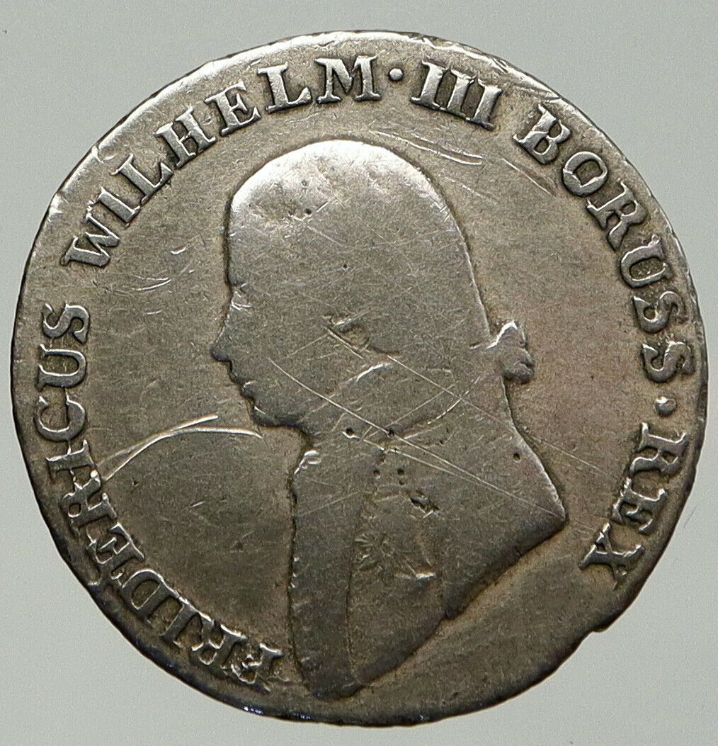 1805 Germany PRUSSIA KINGDOM King Wilhelm III ANTIQUE Silver 4 Gros Coin i92580