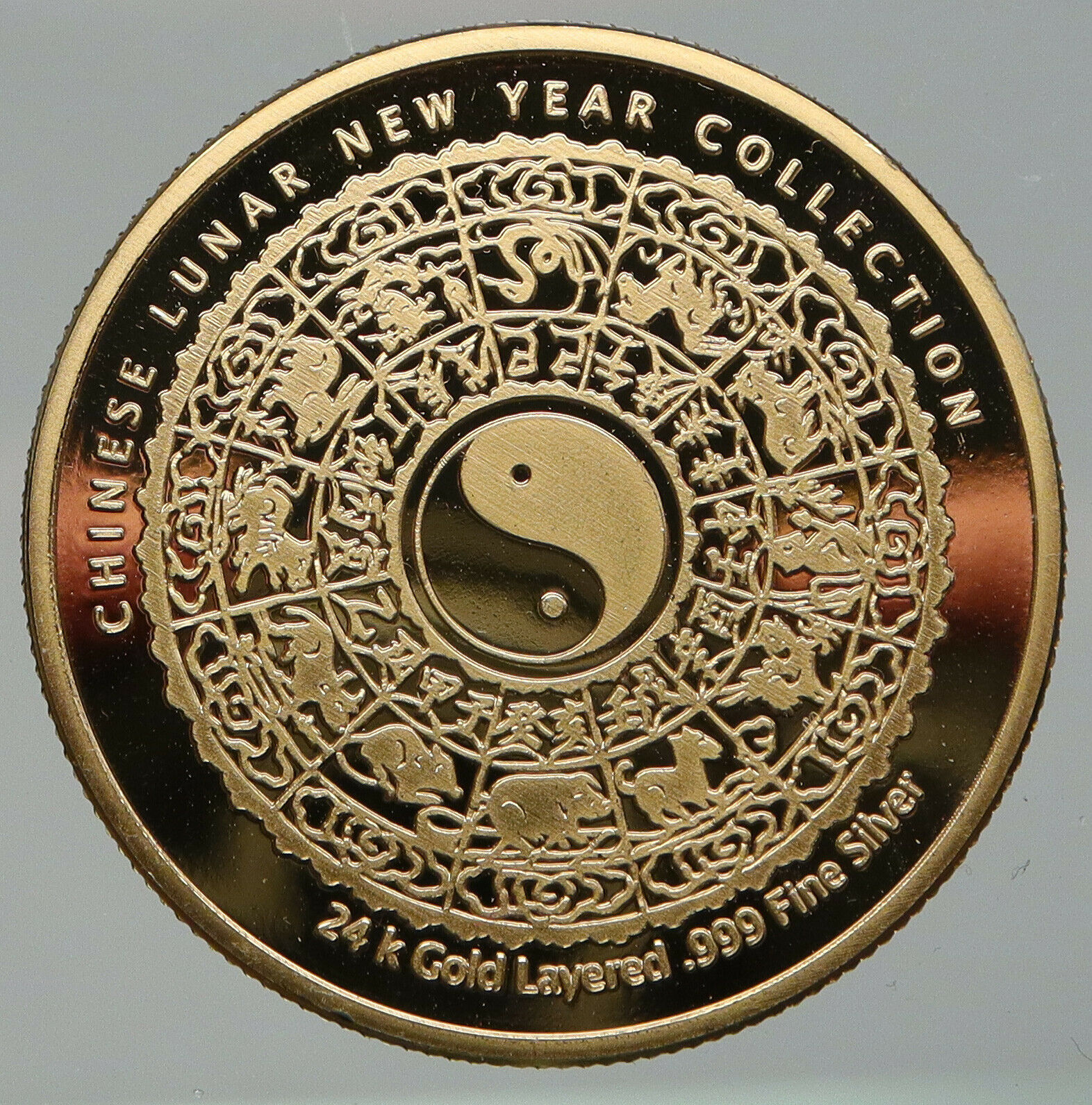 2016 Year of the MONKEY Chinese Zodiac Horoscope COLOR Gilt Silver Medal i92523