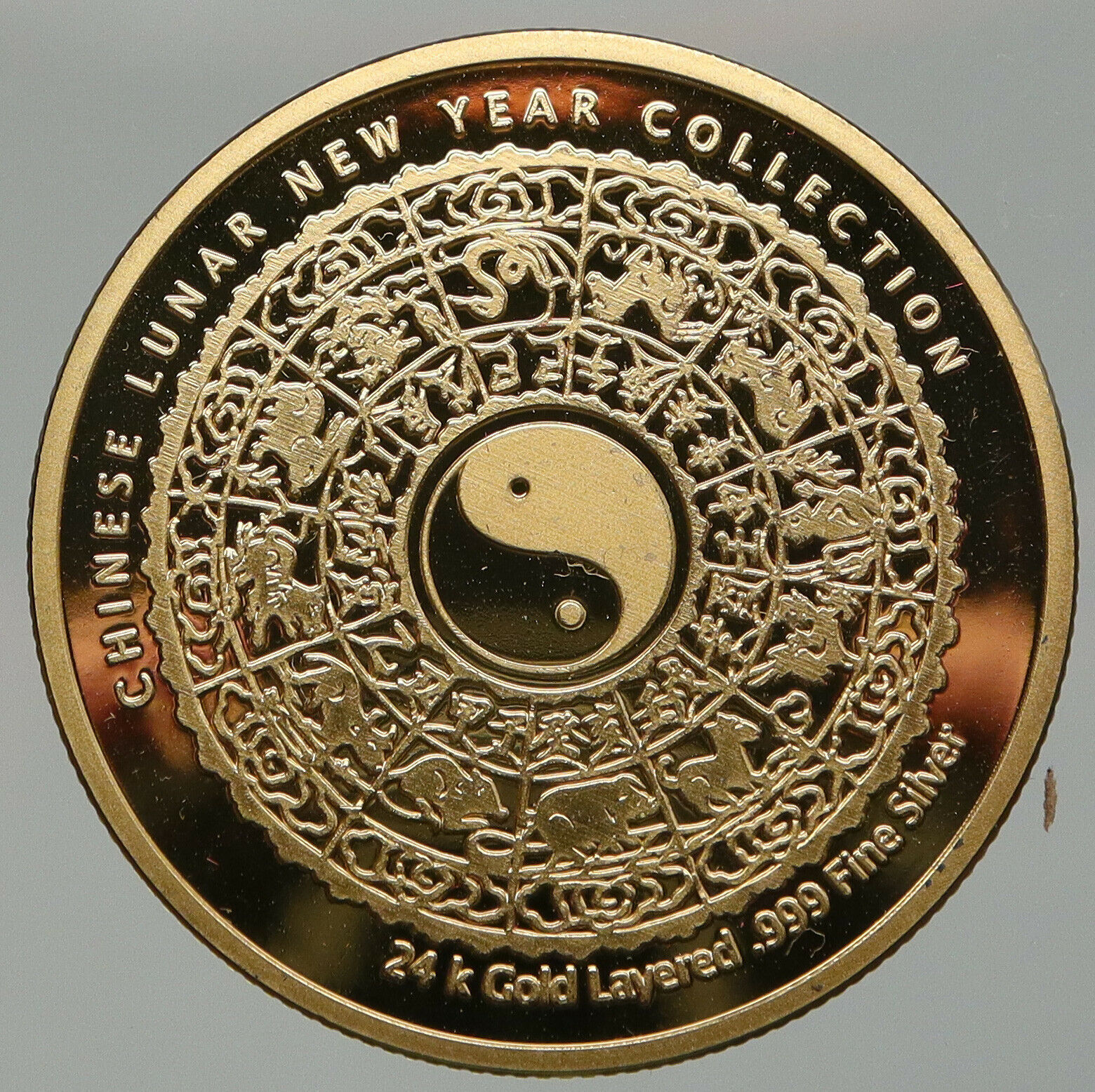 2018 Year of the RAT Chinese Zodiac Horoscope COLOR Gilt Silver Medal i92526